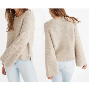 Madewell Flecked Wide Sleeve Pullover Sweater Wool Alpaca Silk Tan | XS